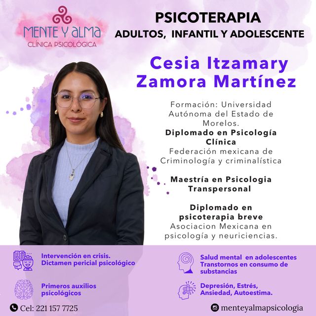 Cesia Itzamary Zamora Martínez, Psicólogo Puebla