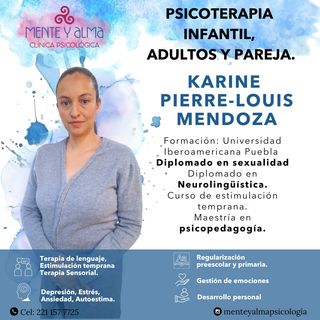 Ampliar imagen: Karine Pierre-Louis Mendoza, Psicólogo Puebla