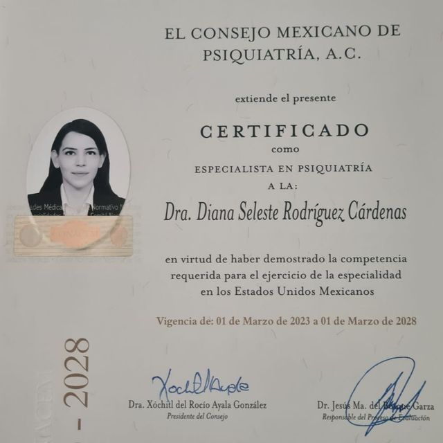 Diana Seleste Rodriguez Cardenas, Psiquiatra Colima
