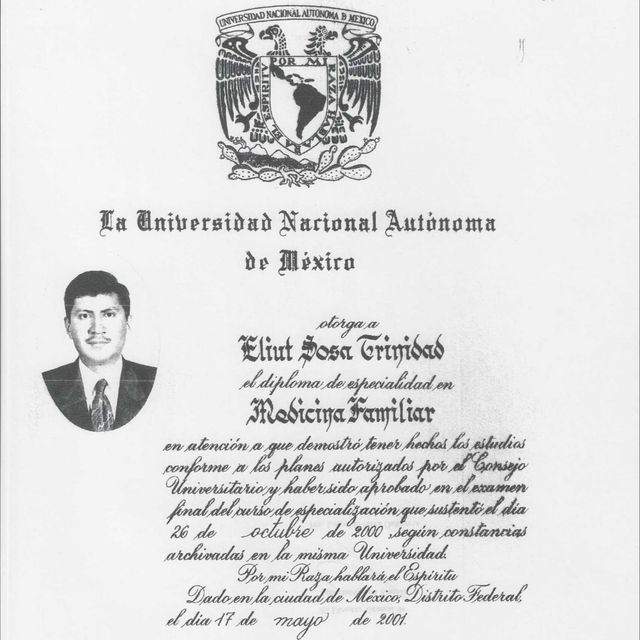 Eliut  Sosa Trinidad , Médico de familia Coacalco de Berriozabal