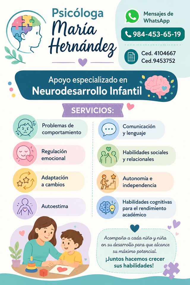 Ampliar imagen: Cosultorio Privado Lic. María Hernandez especialista en Terapia Cognitivo Conductual Infantil.