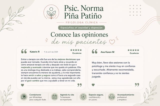 Ampliar imagen: CONSULTA PRIVADA.  PSICOLOGA NORMA PIÑA